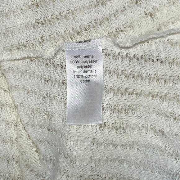 Maurices Sleeveless Stripe Crochet Drape Cardigan Vest Ivory L Boho Layering - Picture 12 of 14